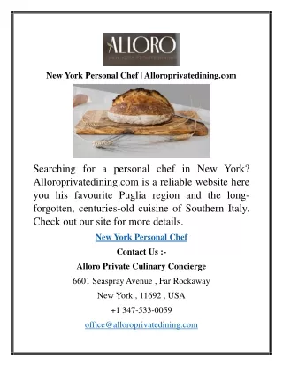 New York Personal Chef  Alloroprivatedining