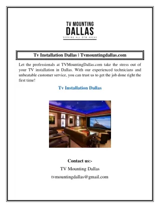 Tv Installation Dallas  Tvmountingdallas.com