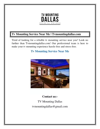 Tv Mounting Service Near Me  Tvmountingdallas.com