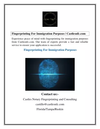 Fingerprinting For Immigration Purposes  Castlesnfc.com