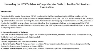 Unraveling the UPSC Syllabus A Comprehensive Guide to Ace the Civil Services Examination