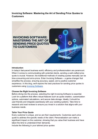 Invoicing Software_ Mastering the Art of Sending Price Quotes to Customers