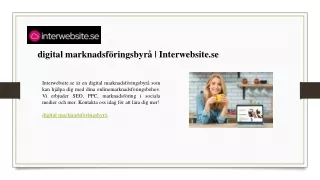 digital marknadsföringsbyrå  Interwebsite.se