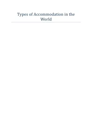 Types of Accommodation in the World