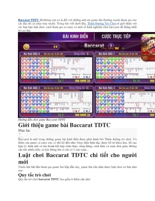 Huong dan cach choi bai Baccarat TDTC don gian nhat