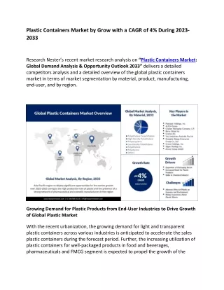 Plastic Containers Market Analysis 2023-2033