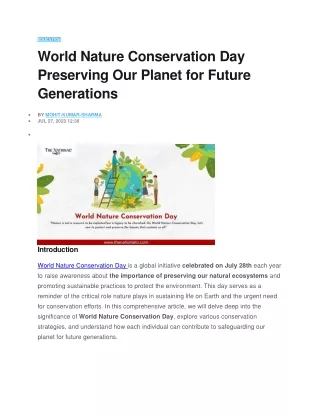 World Nature Conservation Day Preserving Our Planet for Future Generations