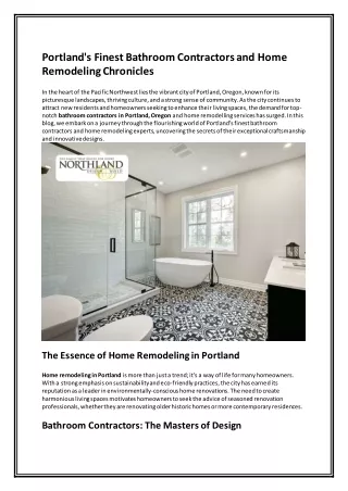 Portland's Finest Bathroom Contractors and Home Remodeling Chronicles