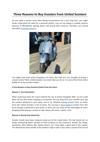 Three Reasons to Buy Scooters from United Scooters