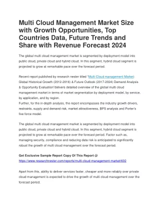 Multi Cloud Management Market Size with Growth Opportunities