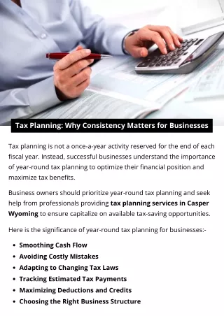 Tax Planning: Why Consistency Matters for Businesses