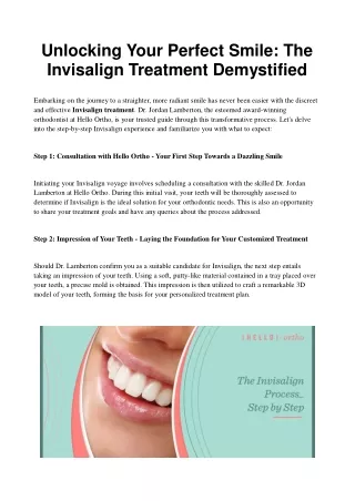 Unlocking Your Perfect Smile_ The Invisalign Treatment Demystified