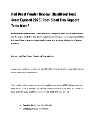 Red Boost Powder Reviews (HardWood Tonic Scam Exposed 2023) Does Blood Flow Support Tonic Work