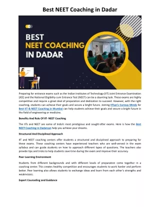 Best NEET Coaching In Dadar