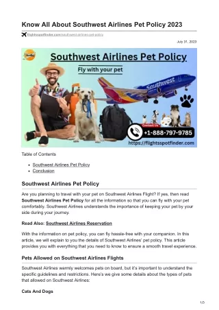 Know All About Southwest Airlines Pet Policy 2023