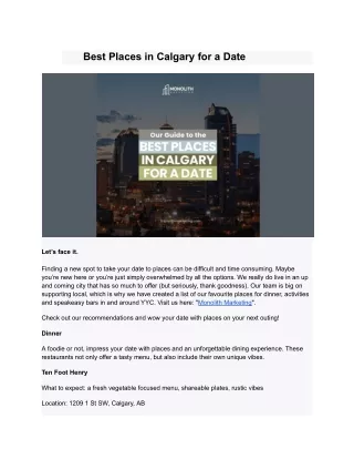 Date Places in Calgary - Top Spots for Memorable Outings