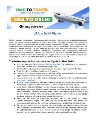 Flights From USA To Delhi