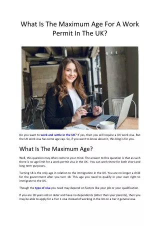 What Is The Maximum Age For A Work Permit In The UK ?