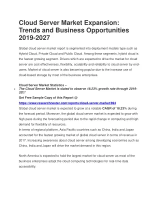 Cloud Server Market Expansion