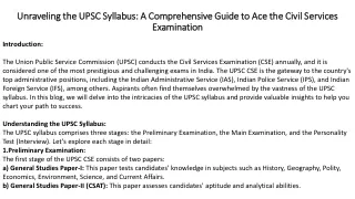 Unraveling the UPSC Syllabus A Comprehensive Guide to Ace the Civil Services Examination