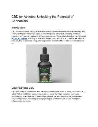 CBD for Athletes_ Unlocking the Potential of Cannabidiol