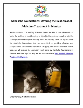 Abhilasha Foundations Offering the Best Alcohol Addiction Treatment in Mumbai