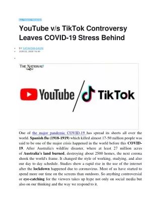 YouTube vs TikTok Controversy Leaves COVID 19 Stress Behind