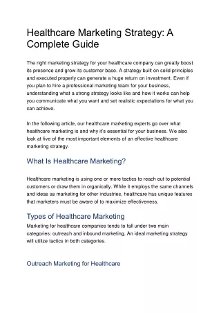 Healthcare Marketing Strategy A Complete Guide