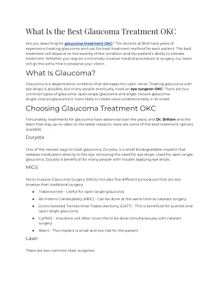 What Is the Best Glaucoma Treatment OKC