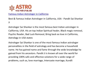 Famous Indian Astrologer in California