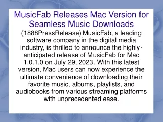 MusicFab Releases Mac Version for Seamless Music Downloads