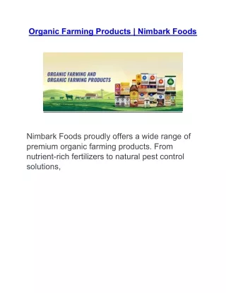 Organic Farming Products | Nimbark Foods