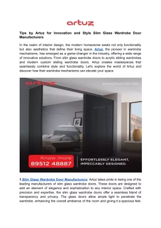 Tips by Artuz for Innovation and Style Slim Glass Wardrobe Door Manufacturers