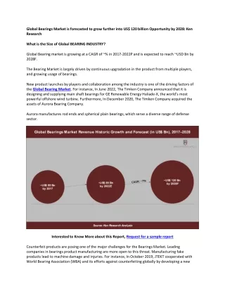 Global Bearings Market to 2028 : ken Research