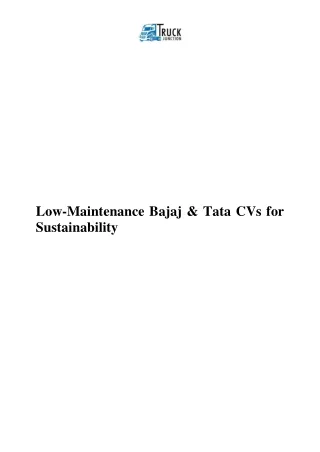 Low-Maintenance Bajaj & Tata CVs for Sustainability