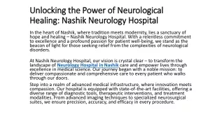 Unlocking the Power of Neurological Healing: Nashik Neurology Hospital