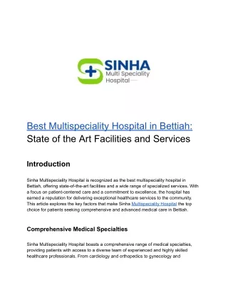 Best Multispeciality Hospital in Bettiah_ State of the Art Facilities and Services