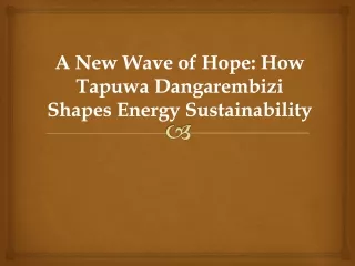 A New Wave of Hope: How Tapuwa Dangarembizi Shapes Energy Sustainability