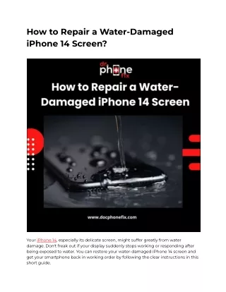 How to Repair a Water-Damaged iPhone 14 Screen