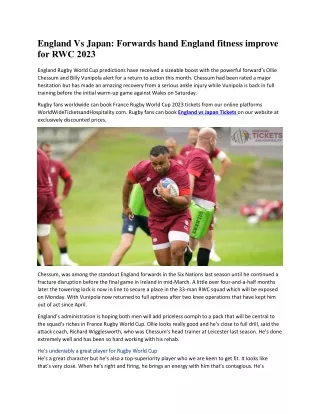 England Vs Japan Forwards hand England fitness improve for RWC 2023