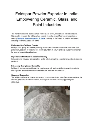 Feldspar Powder Exporter in India_ Empowering Ceramic, Glass, and Paint Industries