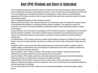 Best UPVC Windows and Doors in Hyderabad