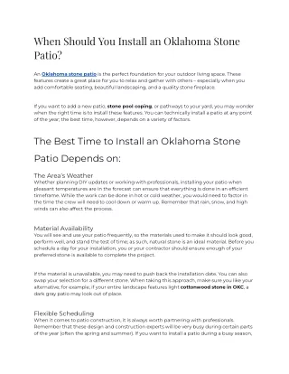 2023 - When Should You Install an Oklahoma Stone Patio