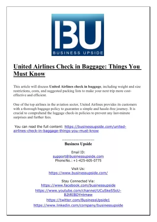 United Airlines Check in Baggage - Things You Must Know