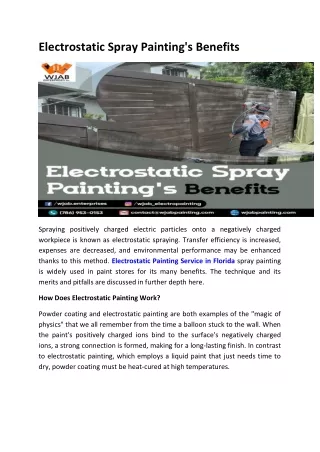 Electrostatic Spray Painting's Benefits