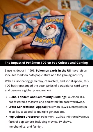 The Impact of Pokémon TCG on Pop Culture and Gaming