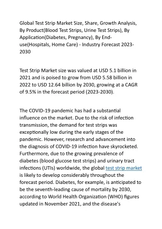 Global Test Strip Market Size