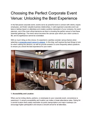 Choosing the Perfect Corporate Event Venue_ Unlocking the Best Experience