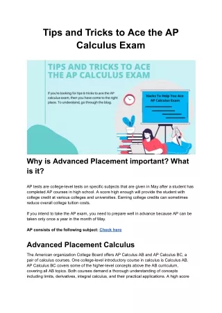 Tips and Tricks to Ace the AP Calculus Exam