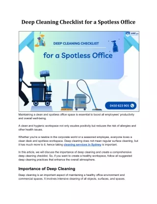 Deep Cleaning Checklist for a Spotless Office